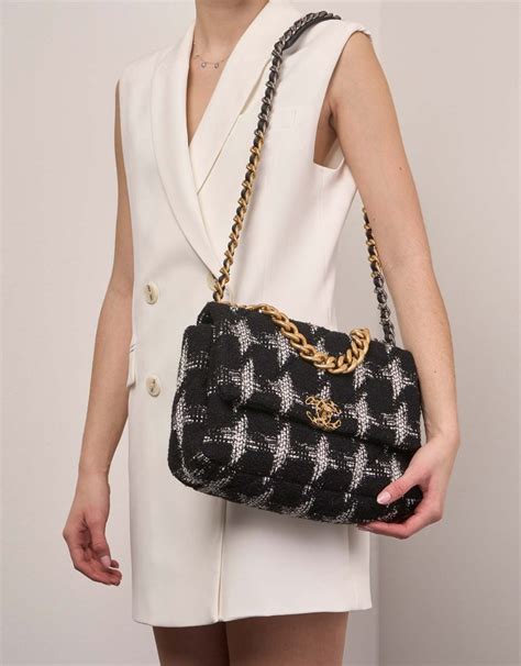 chanel 19 flap bag black and white|chanel 19 flap bag large.